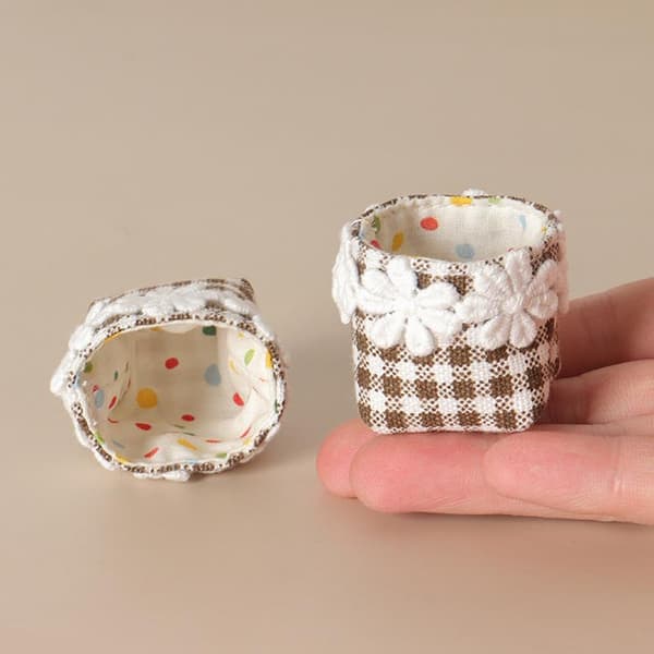 1/12 Dockskåp Mini Tyg Förvaringskorg Modell Dockskåpsmöbler