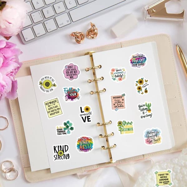 500 STK Inspirerende Engelske Rullestickers Tilpas og Beløn A2