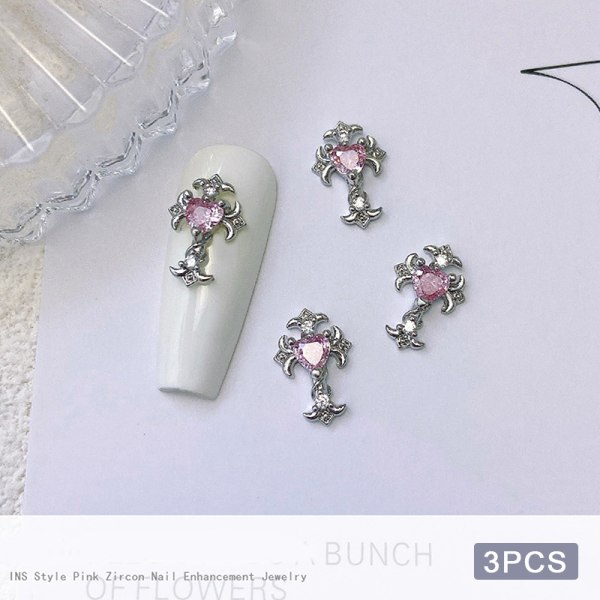 3st 3d Rosa Zircon Nails Smycken Diy Dekaler Crystal Gems Nail 3277