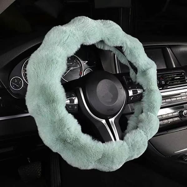 Mjuk fluffig bilrattöverdrag plysch vintervarm ratt Gray