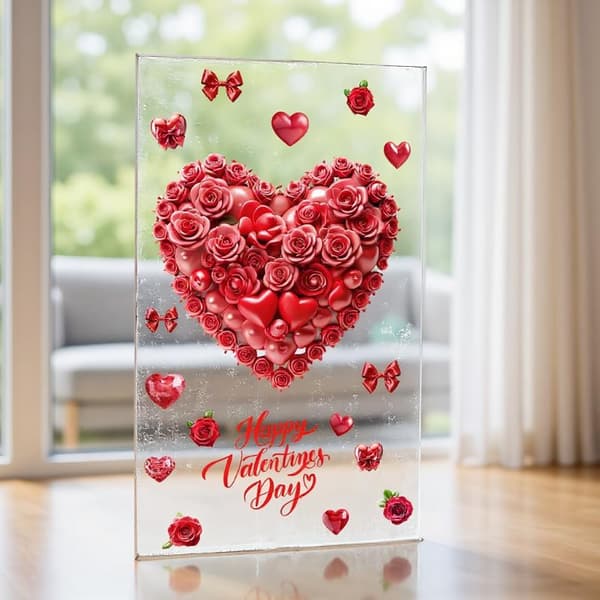 Valentinsdag Romantisk Rød Rose Hjerteformet Ballong Vindusdekorasjon A