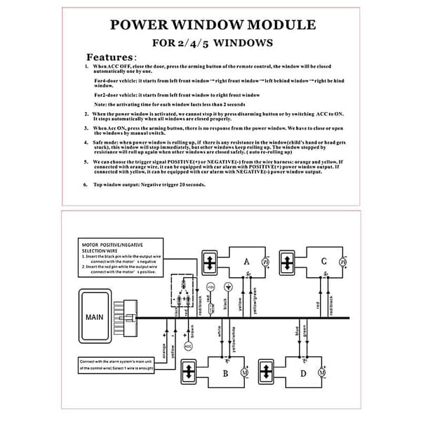 12V Universal Automatisk Vinduskontroll Black