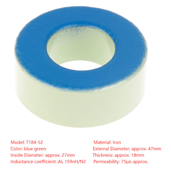 T184-52 Jern Ferrit Toroid Cores 47*24*18mm For Induktorer Jern