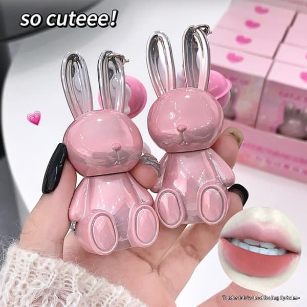 Gege Bear Fløjl Mat Læbeglasur og Nøglering Læbestift Makeup Li 4