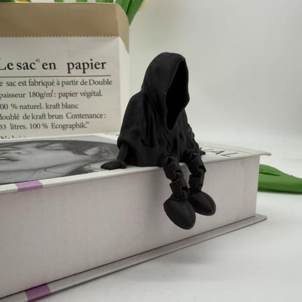 Spökstaty prydnad Ansiktslöst spöke 3D-printad gotisk dödsstaty Black