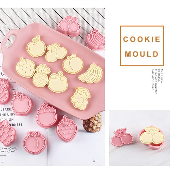 8 kpl Fruit Cookie mold 3D-kuorrute Fondant Plastic Coo