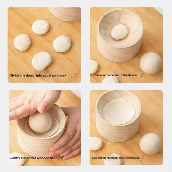 Træ dejpresser til dumplings, rund form