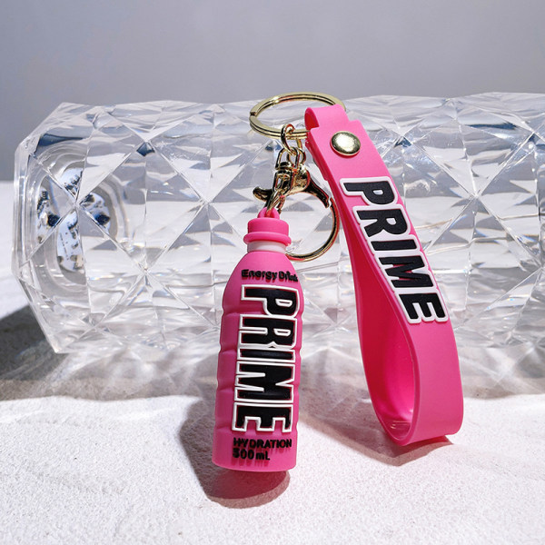 Prime Drink nøglering vinflaske vedhæng nøglering rygsæk Cha Pink