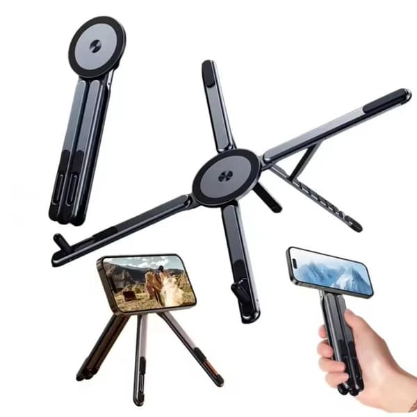 Multifunktionell magnetisk telefonhållare handhållen selfiestick Black