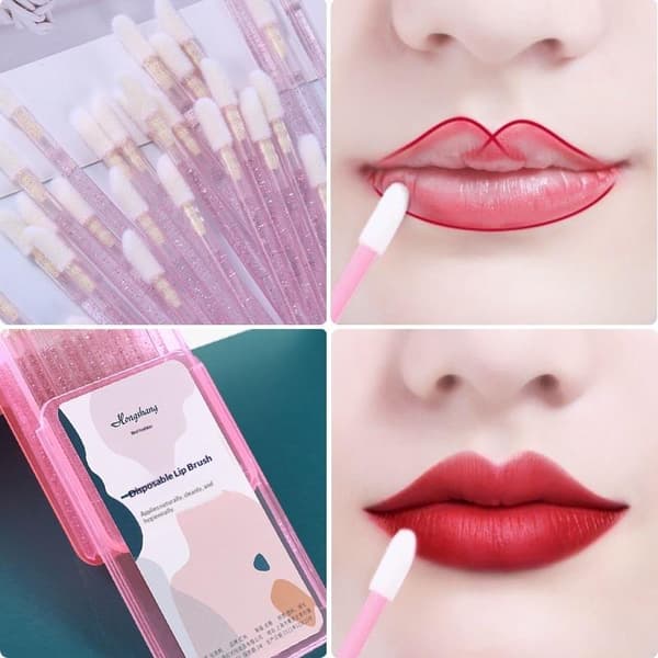 50 stk. Lipgloss Børste Engangsstave Læbestift Applikator Børste Purple
