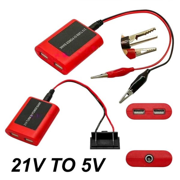 1 stk 21V til 5V mobil powerbank dobbelt USB nødlader til A3