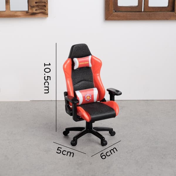 Mini Gaming Stol Model Dukkehus Drejelig Lænestol Miniature White