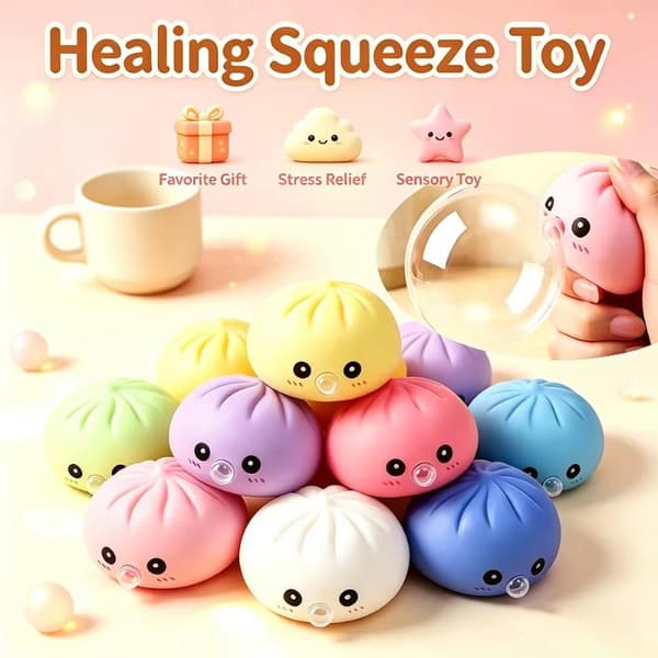 Dumpling Blow Bubbles Leketøy Dumpling Squishies Med Steamer Fidg 1pc