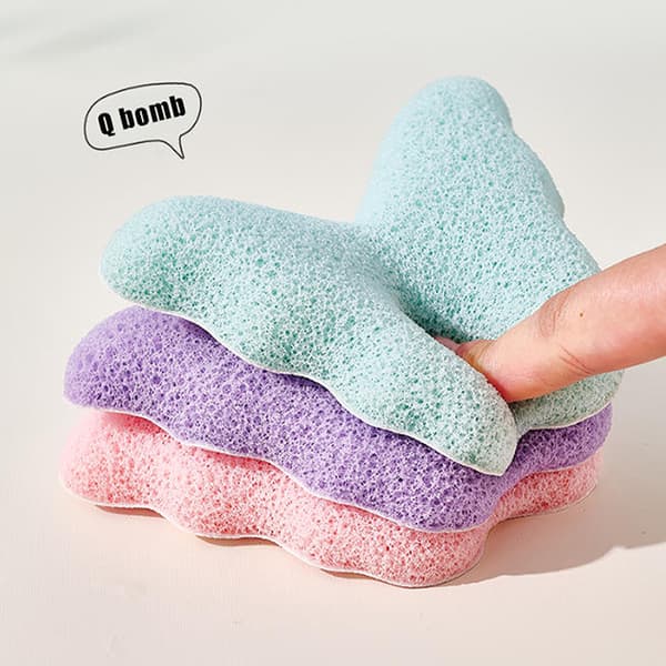 Sommerfugl Vask Ansigts Puff Blød Svamp Ansigts Eksfolierende Puff Fo Blue Coarse hole