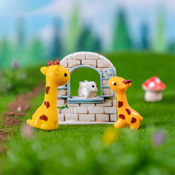 Miniatyr Giraffe Modell Mini Bunny Figure Desktop Garden Land 3
