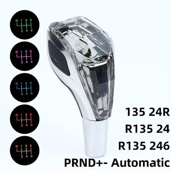 1 sett krystall flerfarget LED-lys bil girskifterknapp modifisert Gray PRND Automatic