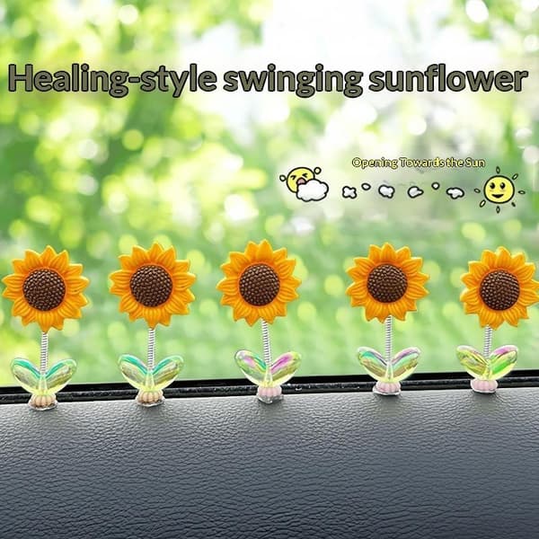 5 kpl luovia auton koristeita, heiluva pää, e Fresh Sunflower Cent