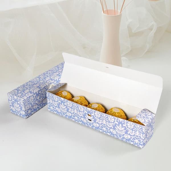 10 stk. rektangulær sløjfe Valentinsdag chokoladegaveæske bryllup Blue
