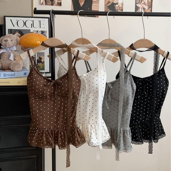 Damkläder Sommar Mode Casual Prickig Enfärgad Slim Brown