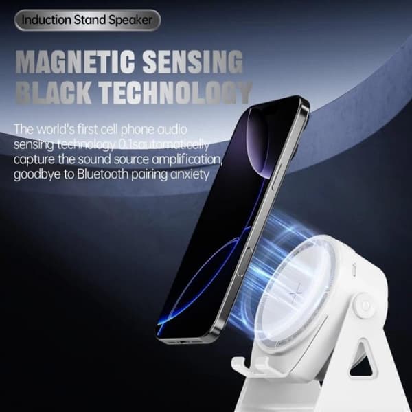 Langaton Bluetooth-induktio kaiutin puhelinteline RGB ja pyörivä White