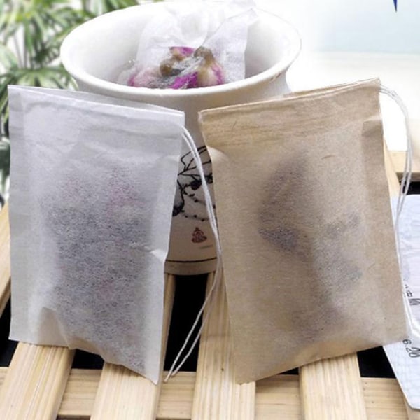 100 stk/parti tepose filterpapirposer tom tepose med snøring White