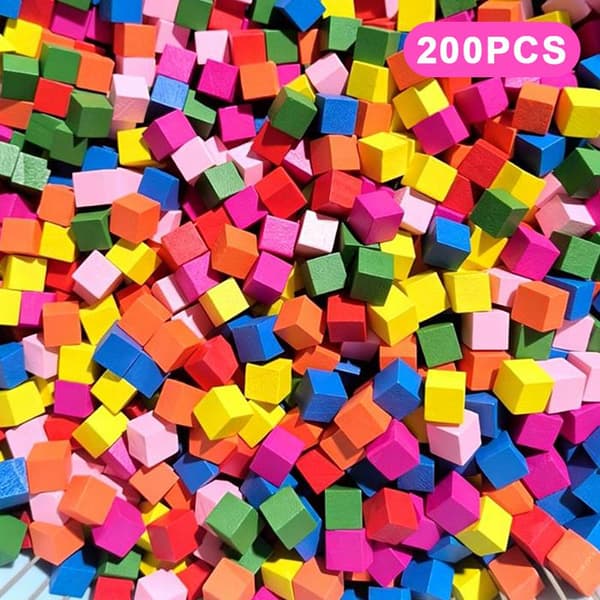 50/200/400 stk. Ufærdige tomme mini DIY træfirkantede klodser 1 cm B200