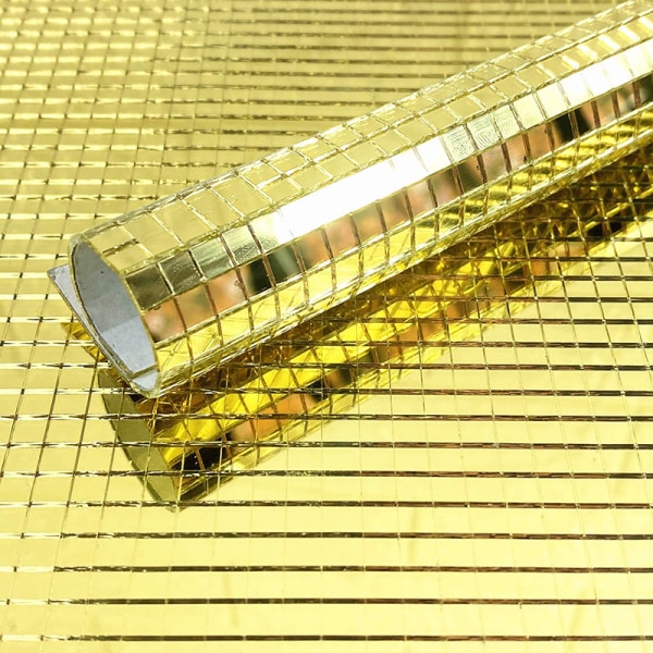 5x5 mm DIY självhäftande mini fyrkantig akryl väggdekalspegel Gold