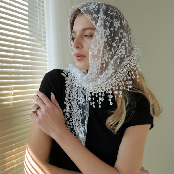 Mode Sjal Spets Slöja Halsduk Bandana Kyrkobön Bröllop Hijab A2