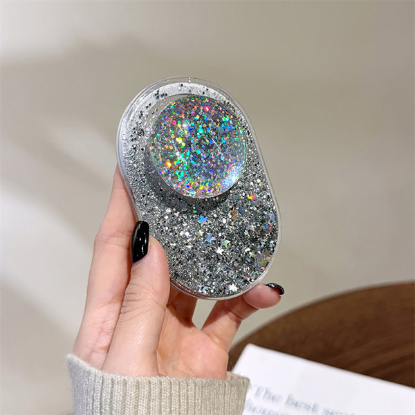 Luksus Glitter Ball Flytende Quicksand Magnetic Phone Grip Holder A2