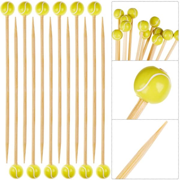 100 st engångs bambufruktspett med säkra tecknade mönster A 100PCS