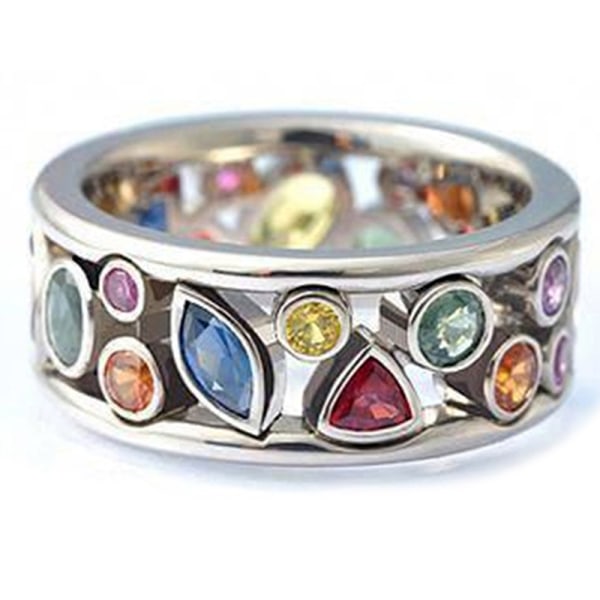 Geometrinen muotoilu Värikkäät sormukset Crystal Ring Fashion päivittäiseen käyttöön 6