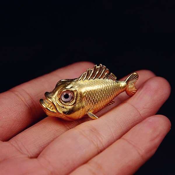 Retro Messing Piranha Figurer Miniatyrer Små Ornamenter Hjem D A2
