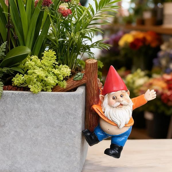 Rolig Trädgårdsstaty Blomkrukekramare