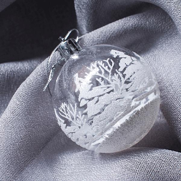 6st Transparent Snow Christmas Balls Hängsmycken för jul Tr