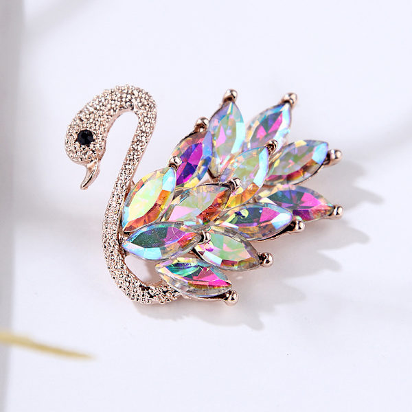 Legering Crystal Swan Brosch Crystal Djurbroscher Kostymkrage P A1
