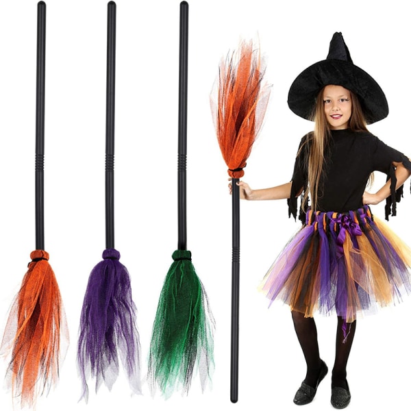 Halloween Fest Heksekost Børn Plastic Cosplay Flyvende Kost Purple