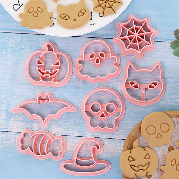 8 stk Halloween kakeformsett Gresskar trykkbar kakeform B
