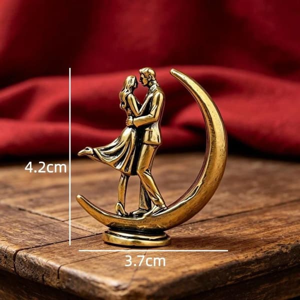 Mässing Par Kramar Staty Modern Konst Figur Handgjord Kärlek