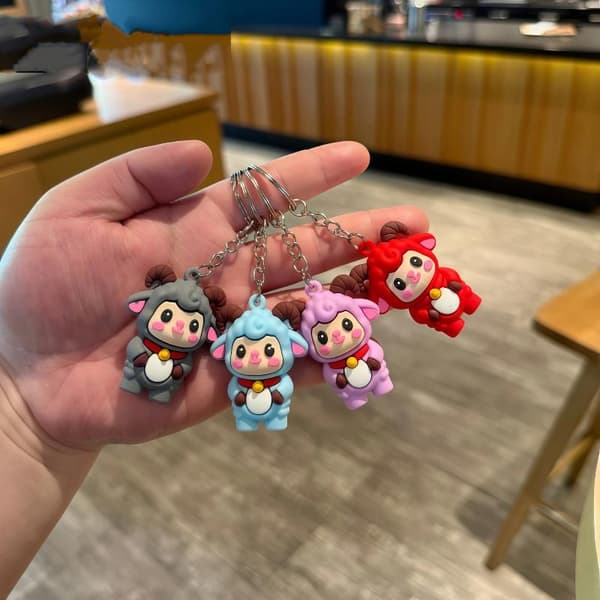 Tecknad Får PVC Nyckelring Flerfärgad Väskhänge Souvenir A2