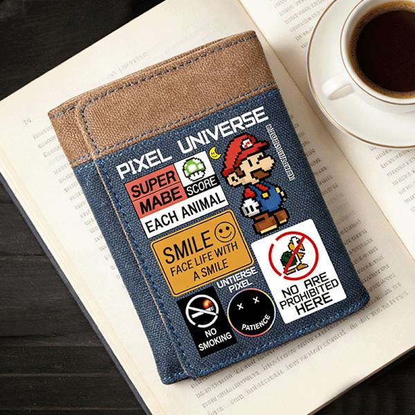 Ny e Mario brodert multifunksjonell trefoldig lommebokveske1 1