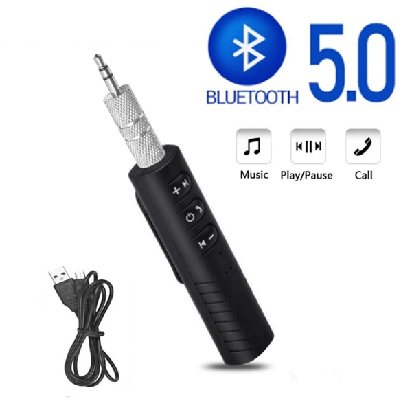 Langaton Bluetooth 5.0 -vastaanotinsovitin 3,5 mm:n liitäntä automusiikkiin