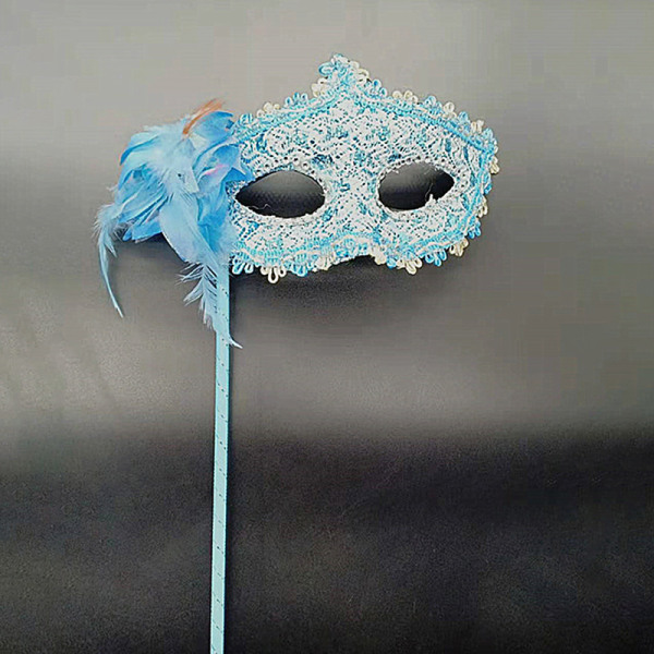 Blomma Handhållen Mask Kvinnor Dam Flickor Venetian Princess Masquer Black