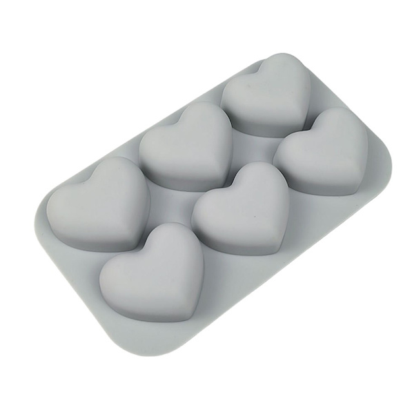 1 stk. 6-huls silikone kageforme 3D kærlighed fersken form DIY B Gray