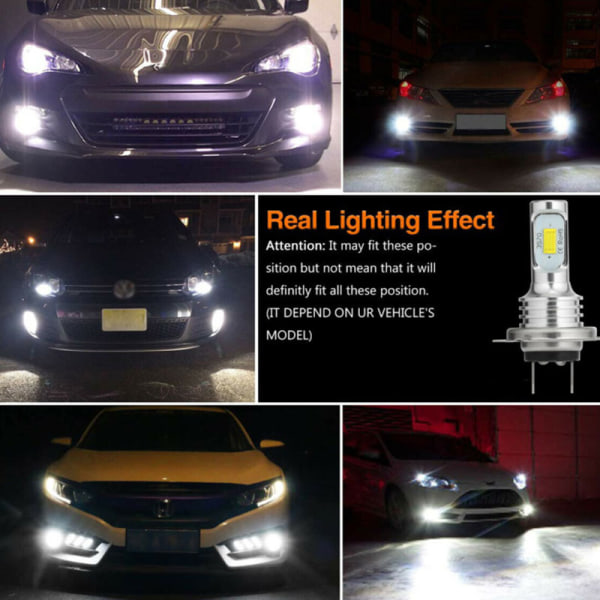 2 STK H7 LED Bil Eftermonterede glødelamper DRL H4 Forlygte