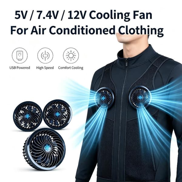 1 sæt 5/7.4/12V USB køleventilator til airconditioneret arbejdstøj 12V brushless