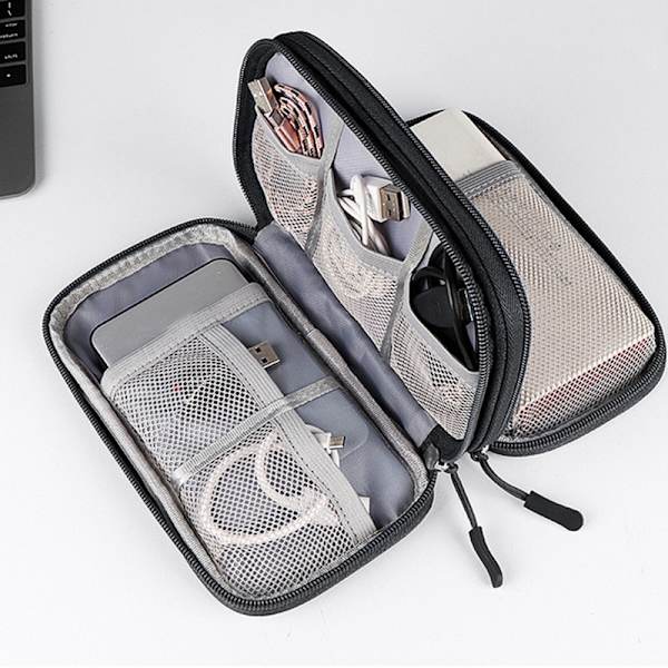 Wire Bag Travel Bärbar lagring Datakabel Organizer hörlurar Black L