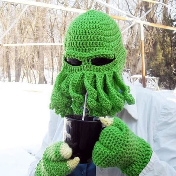Blæksprutte Blæksprutte Bomuldshat Skør Fest Blækspruttehat Balaclava Hat Red