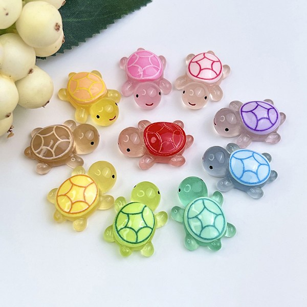4 størrelser Mini Luminous Turtle Hjemmedekor Landskap Harpiks Håndverk A1