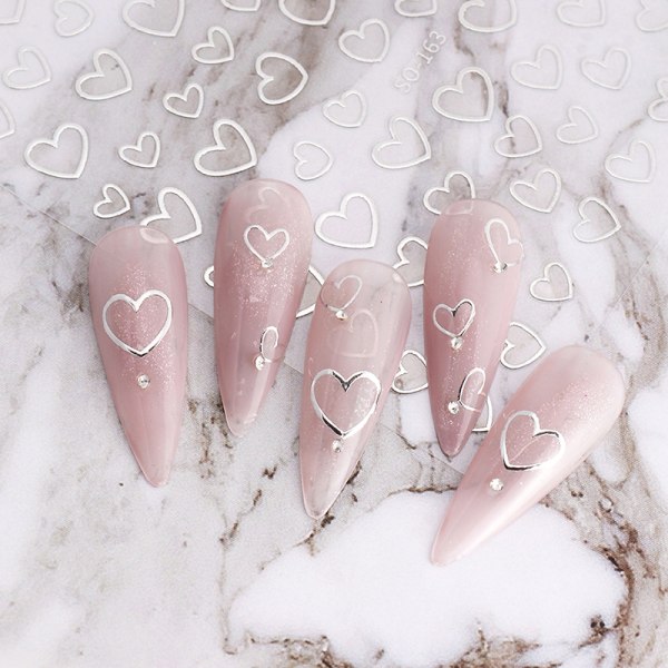 Minimalistisk kärlekshjärta nail art för flickor DIY-manikyr D A1