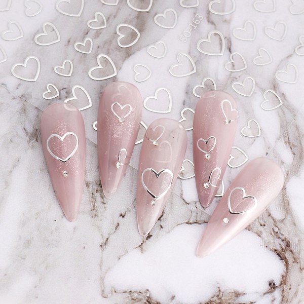 Minimalistisk Love Heart Nail Art-klistremerke for jenter DIY-manikyr D A1